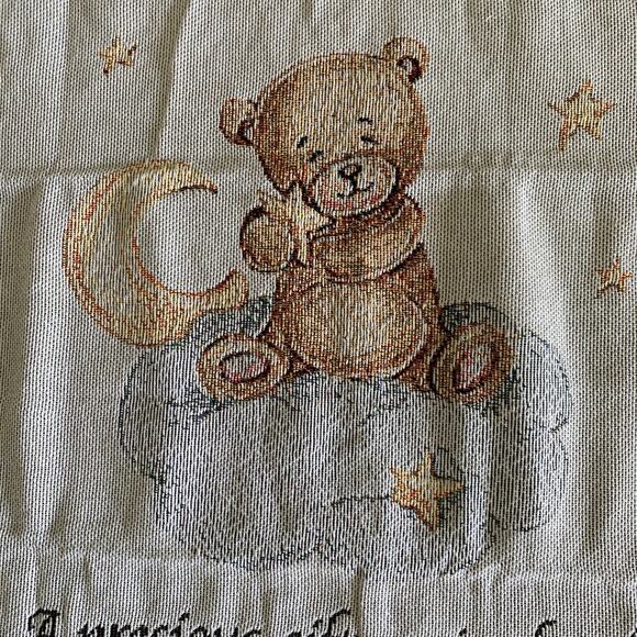 Baby Blessing Woven Tapestry Blanket Teddy Bear Nursery Receiving 42x 54 in. - Picture 6 of 10